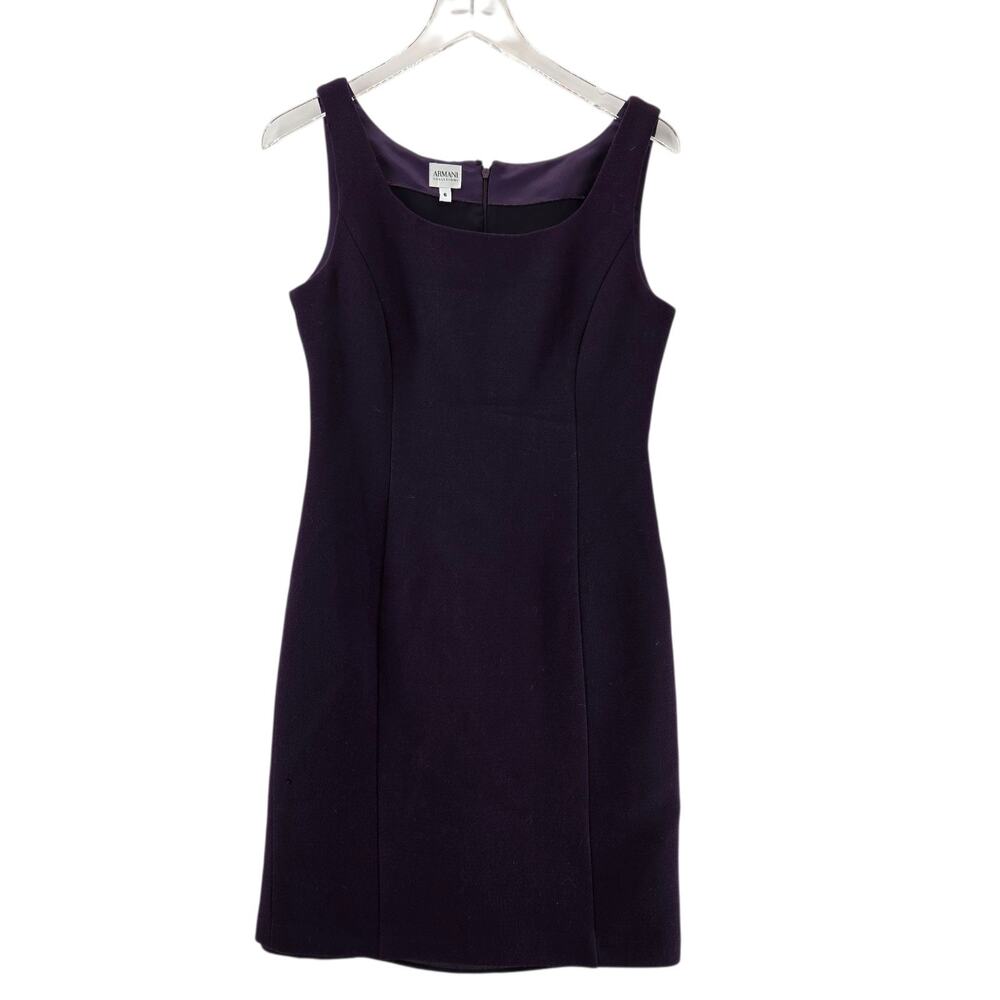 Armani Collezioni Sheath Dress Womens 6 Small Virgin Wool Plum Purple Sleeveless